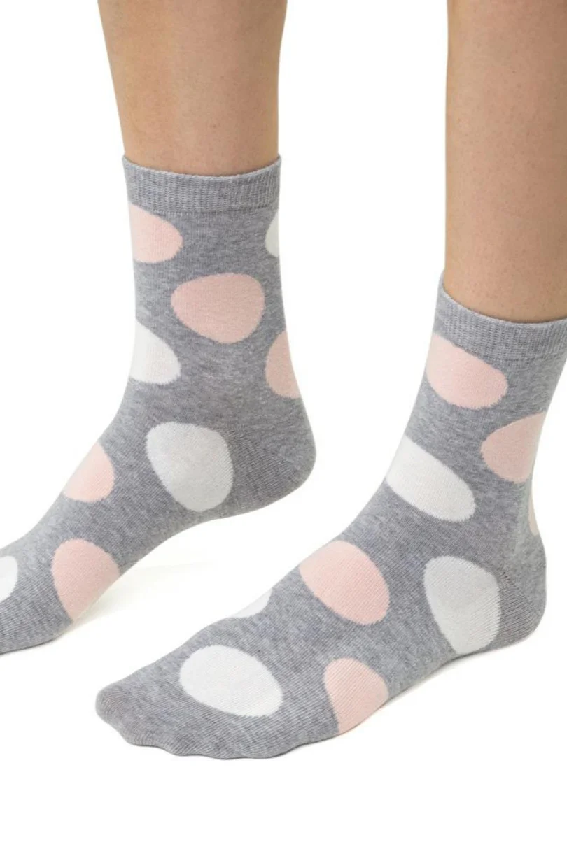 Dámske vzorované ponožky 099 MELANŽOVÁ SVĚTLE ŠEDÁ 35-37