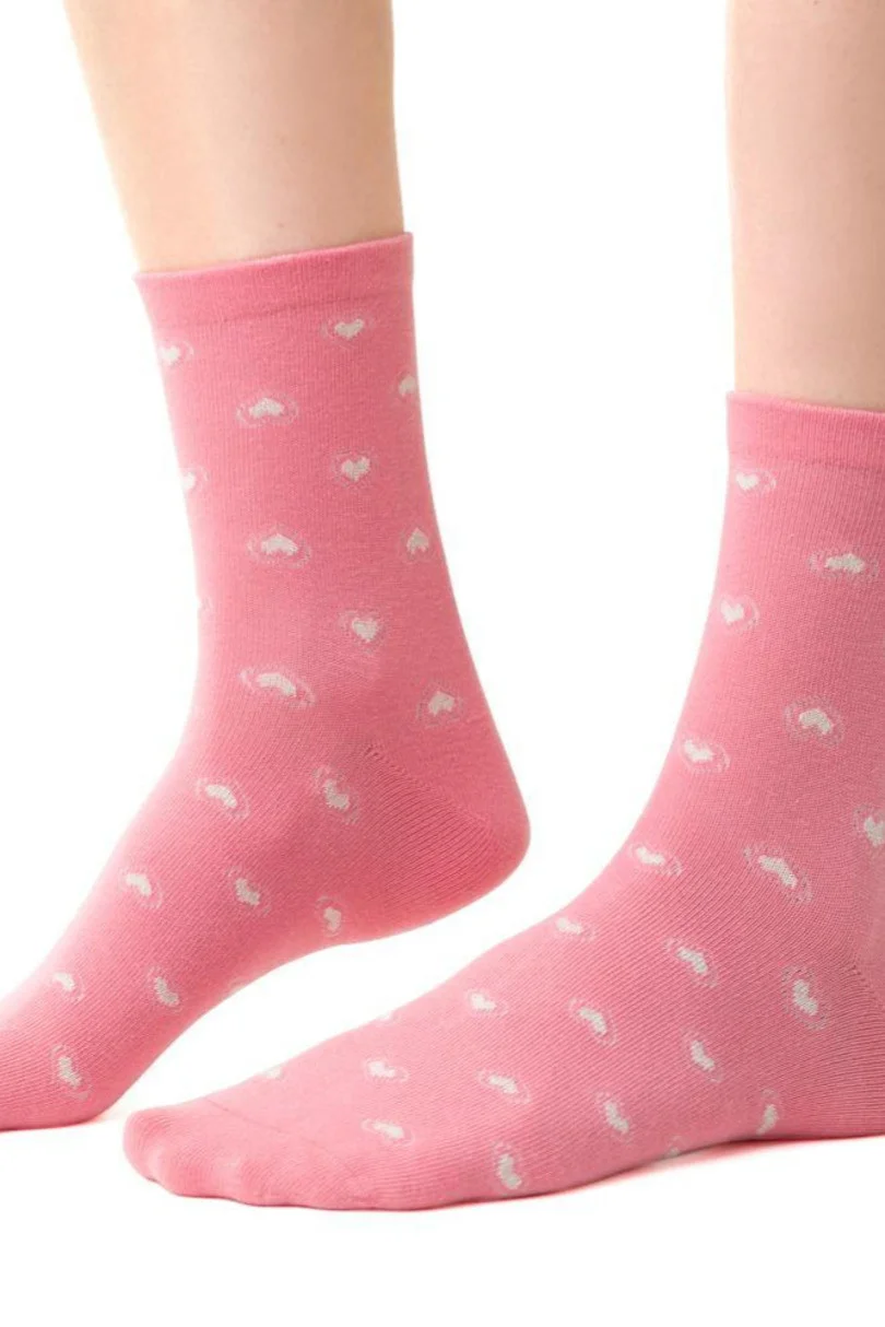 Dámske vzorované ponožky 099 světle růžová 35-37