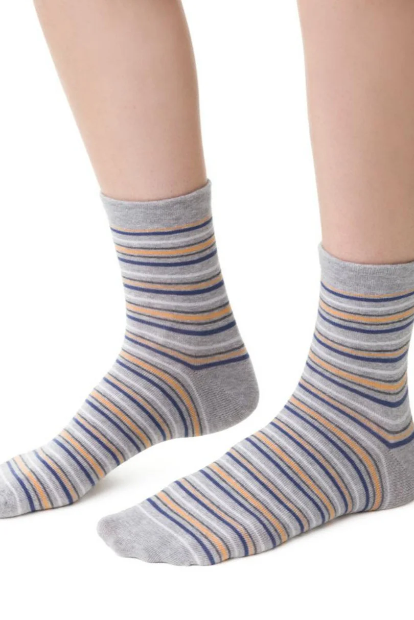 Dámske vzorované ponožky 099 MELANŽOVÁ SVĚTLE ŠEDÁ 38-40