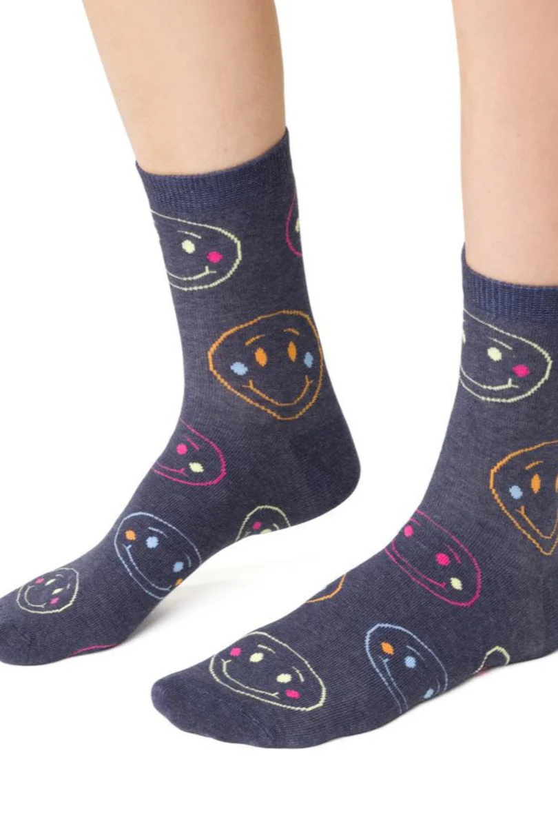 Dámske vzorované ponožky 099 DENIM MÉLANGE 38-40