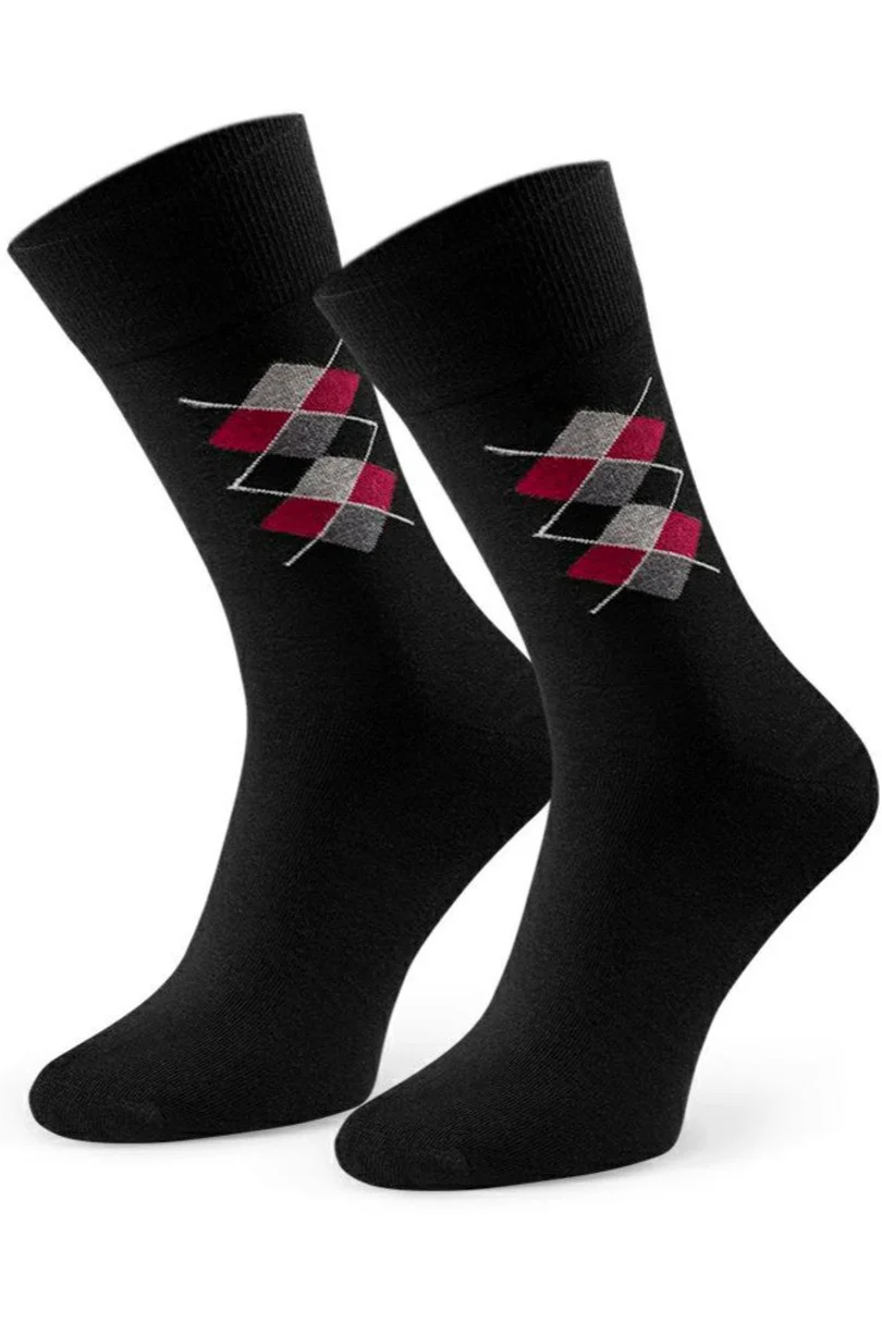 Ponožky k obleku - so vzorom 056 černá 45-47