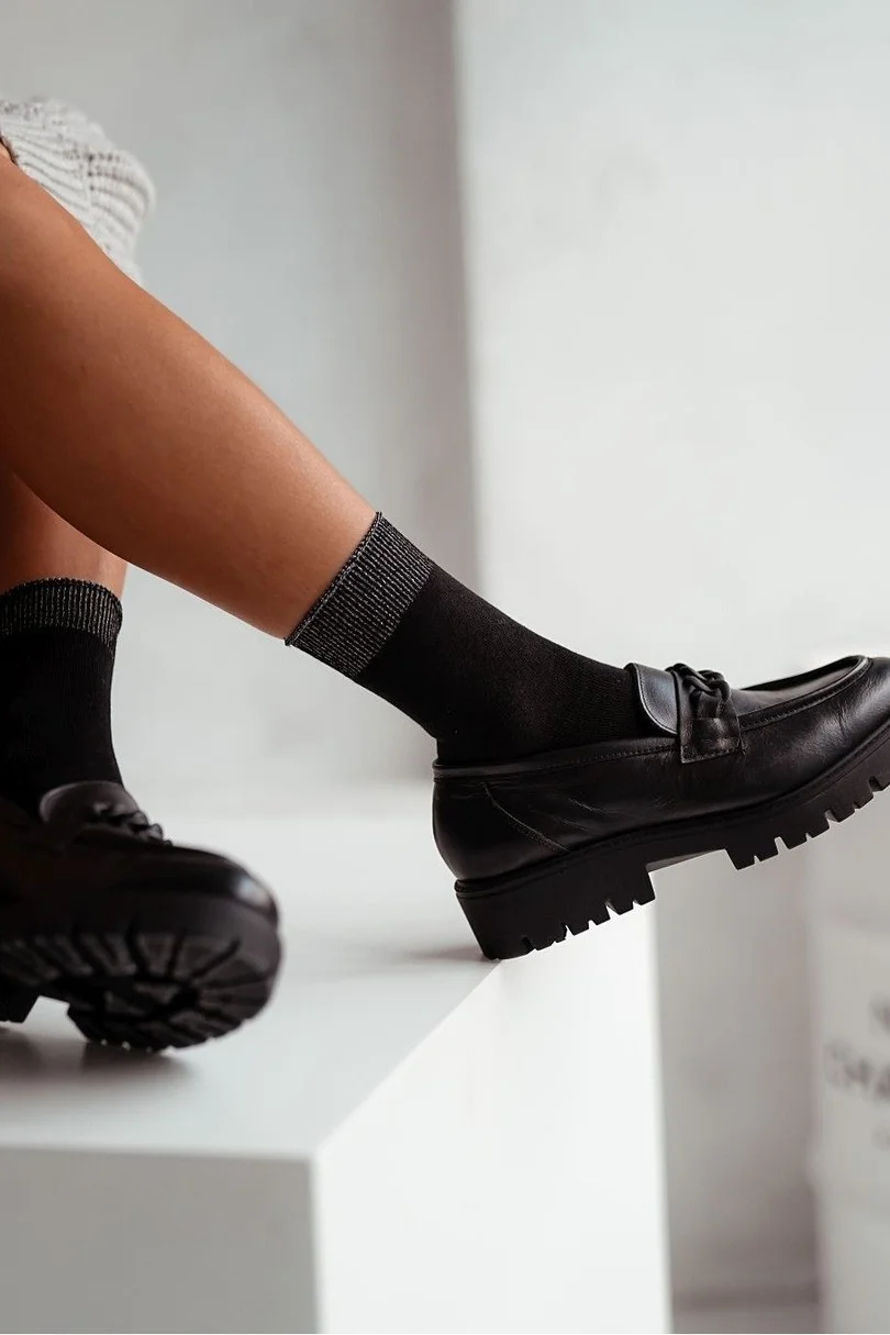 DÁMSKE BAVLNENÉ PONOŽKY S LUREXOVÝM REBROVANÍM 0200.060 černá 37-41