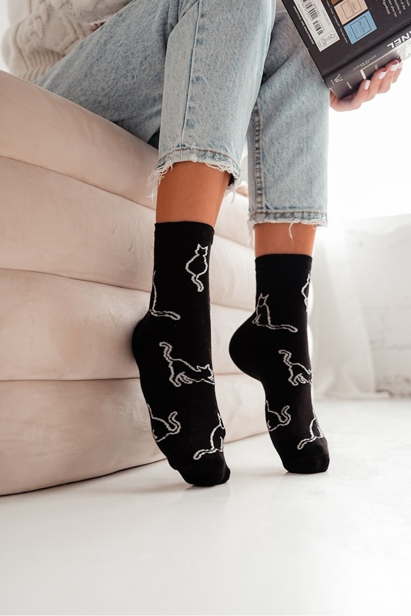 Dámske ponožky Cat outlines 0200.093 černá 37-41