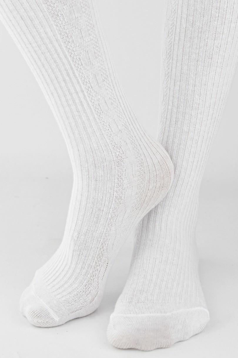 REBROVANÉ KOCKOVANÉ PANČUCHY RB011 6-11 ROKOV bílá 140-146