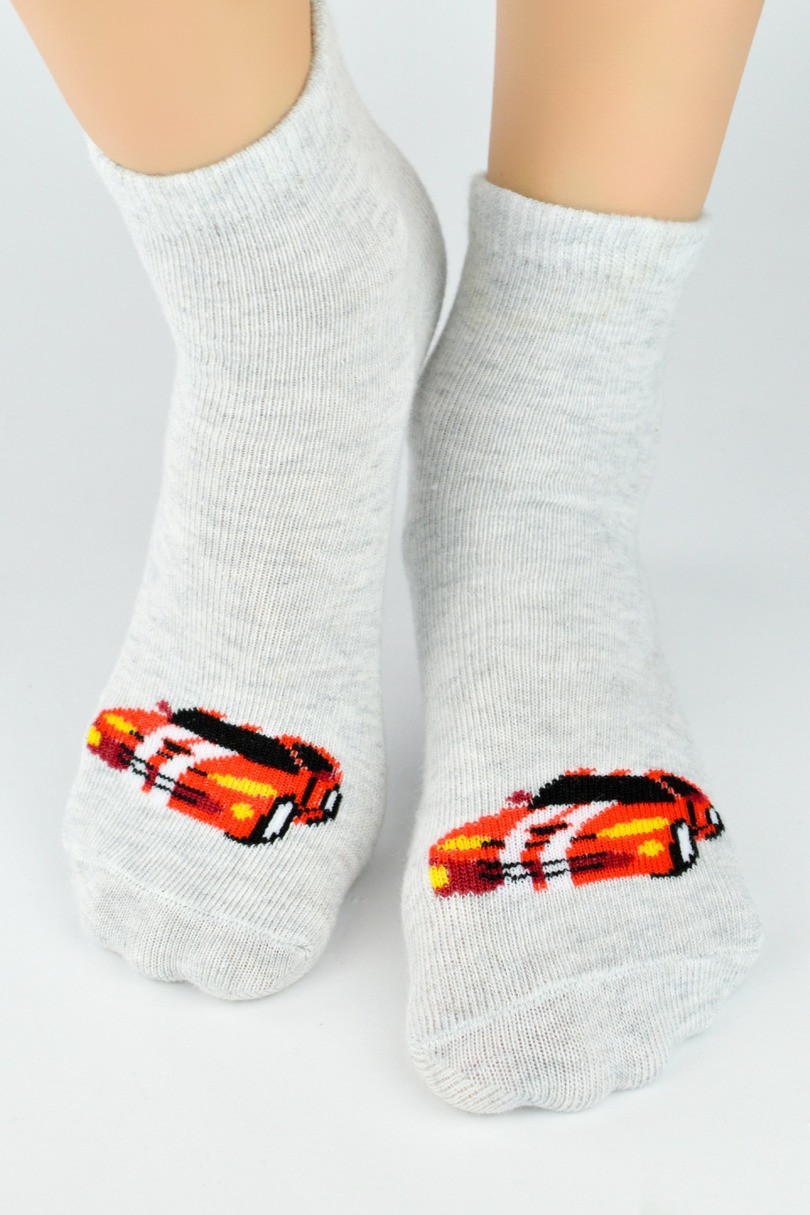 CHLAPECKÉ BAVLNĚNÉ PONOŽKY SE SILIKONEM SB009 šedá 19-22