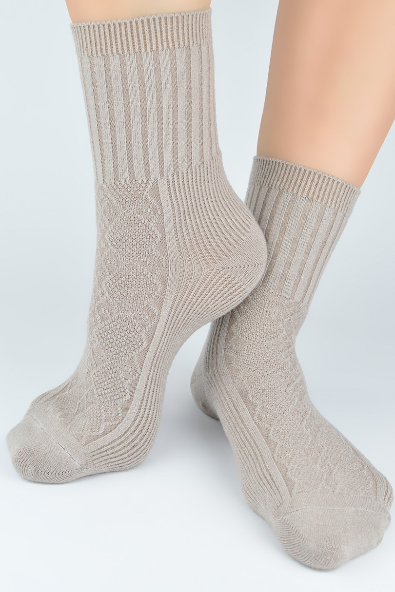 PONOŽKY S VLNOU SB142 SVĚTLE BÉŽOVÁ 36-41