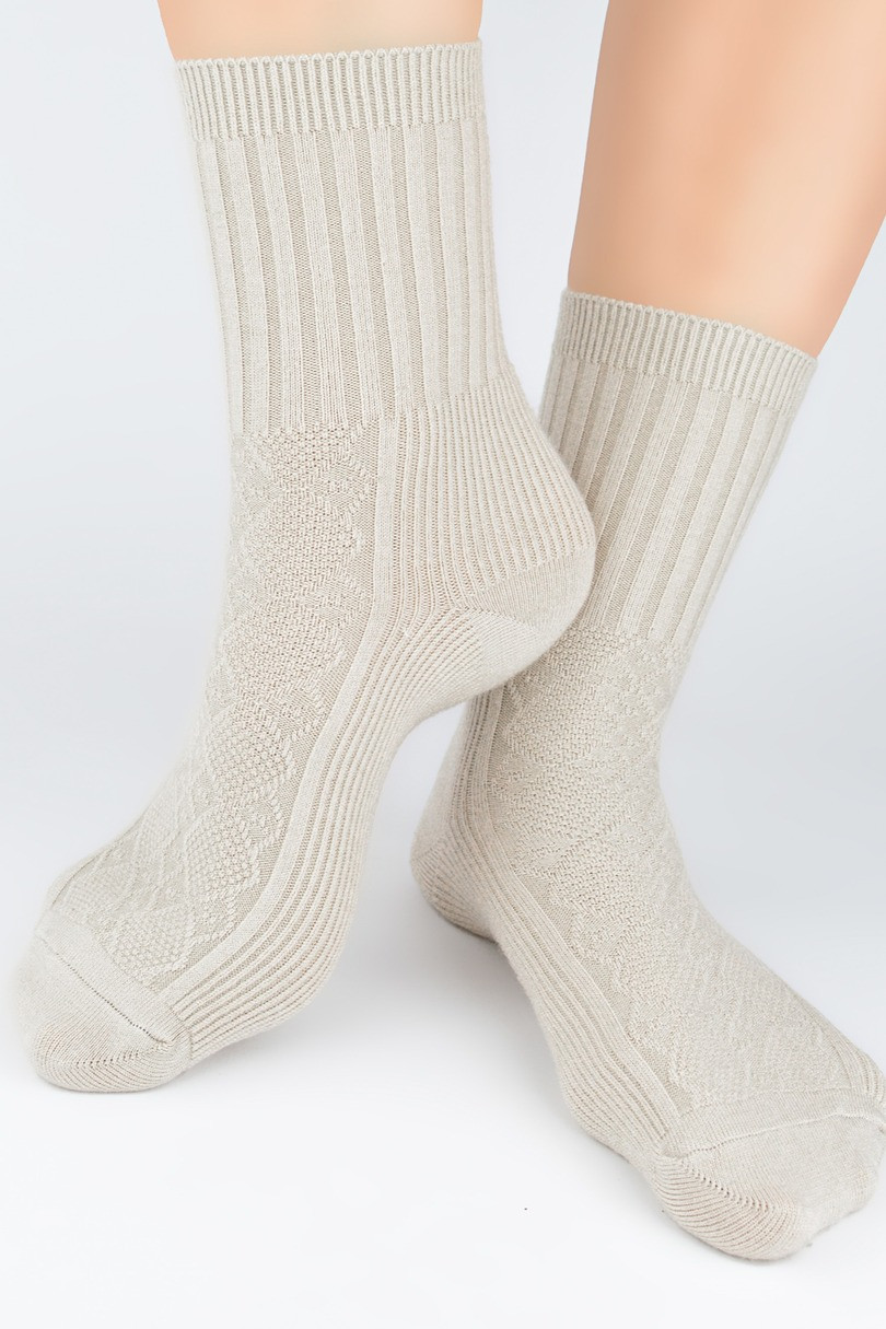 PONOŽKY S VLNOU SB142 Béžová 36-41