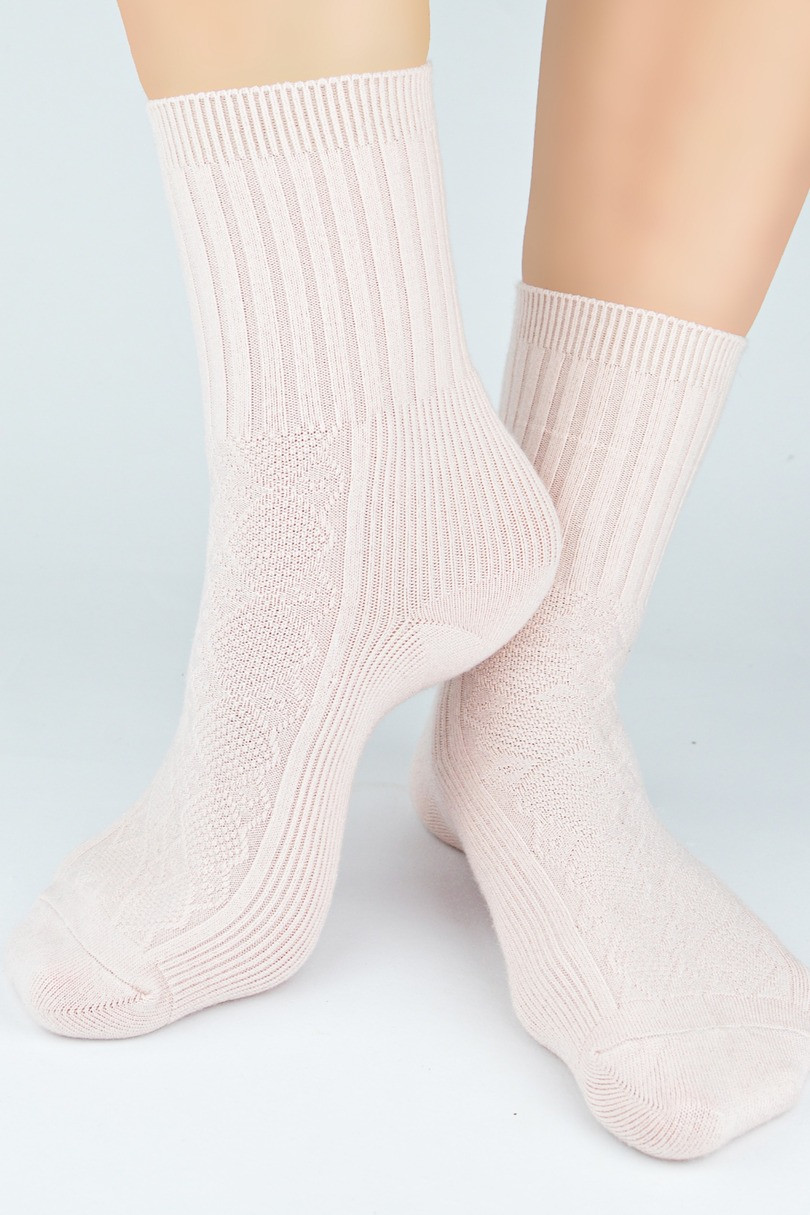 PONOŽKY S VLNOU SB142 pudrově růžová 36-41