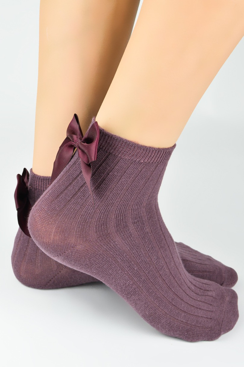 BAVLNENÉ PONOŽKY S MAŠĽOU SB145 fialová 39-42