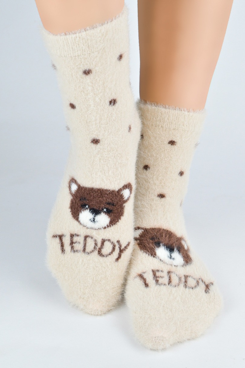 PLYŠOVÉ NADÝCHANÉ PONOŽKY SP016 Béžová 27-30