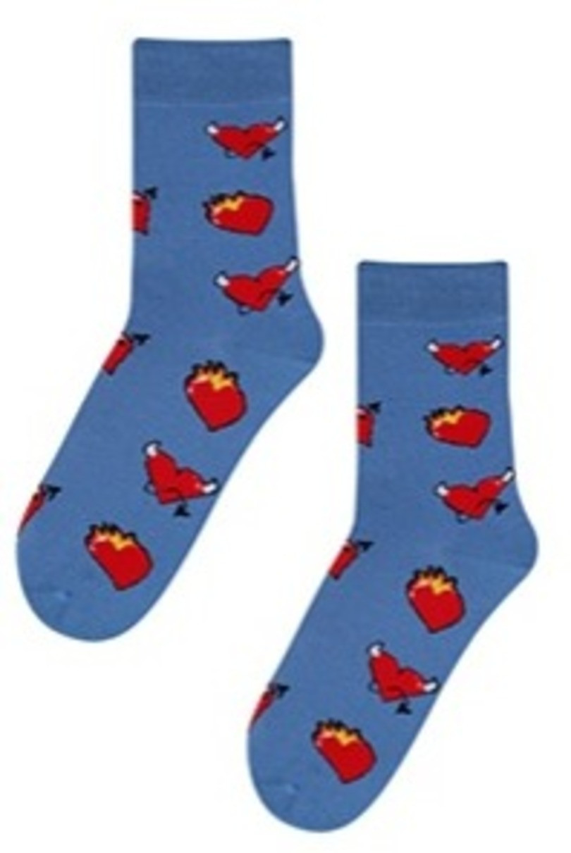 PERFECT MAN-CASUAL Valentínske vzorované ponožky džínovina 42-44