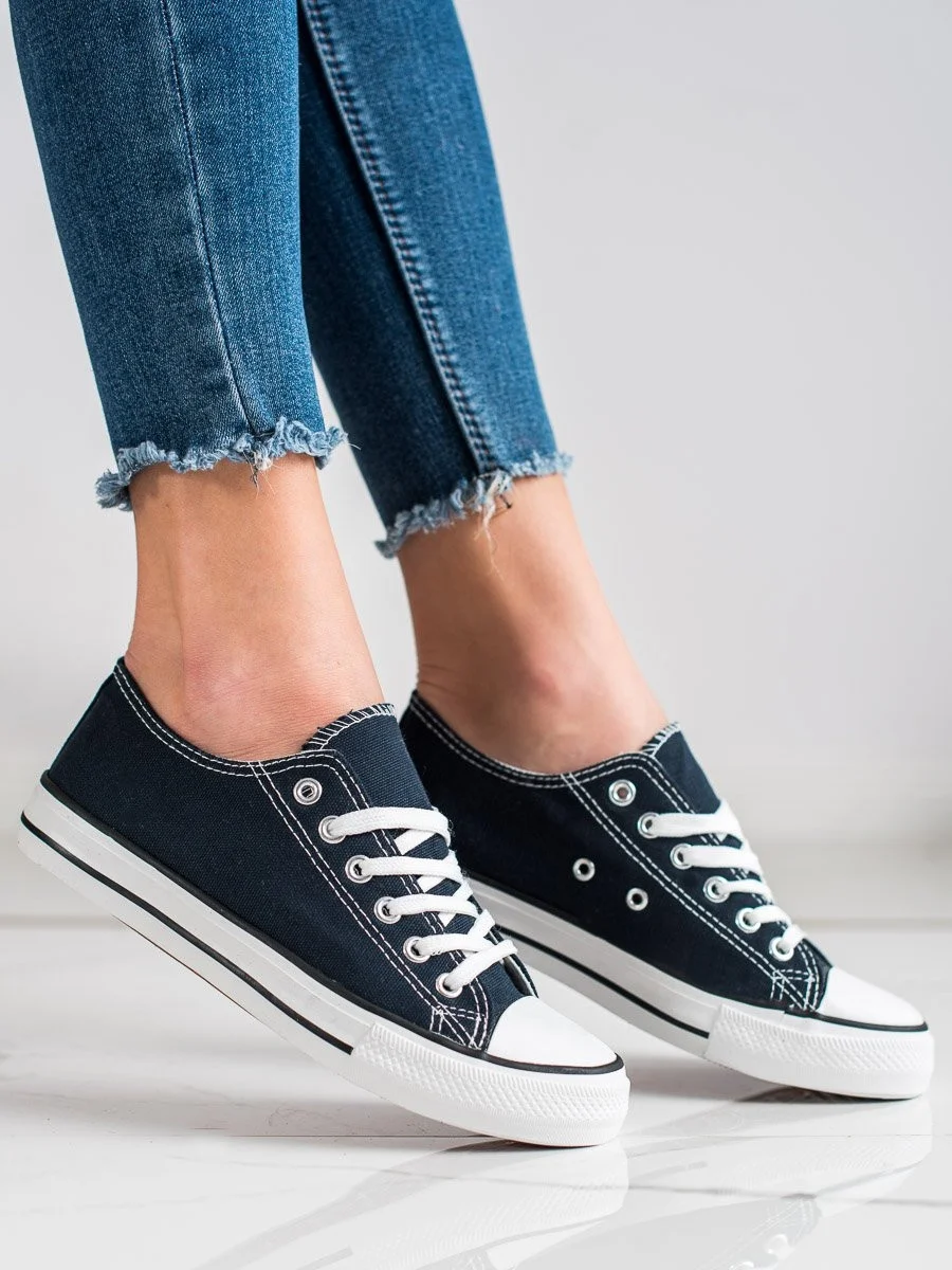 Trendy dámske modré tenisky bez podpätku 37