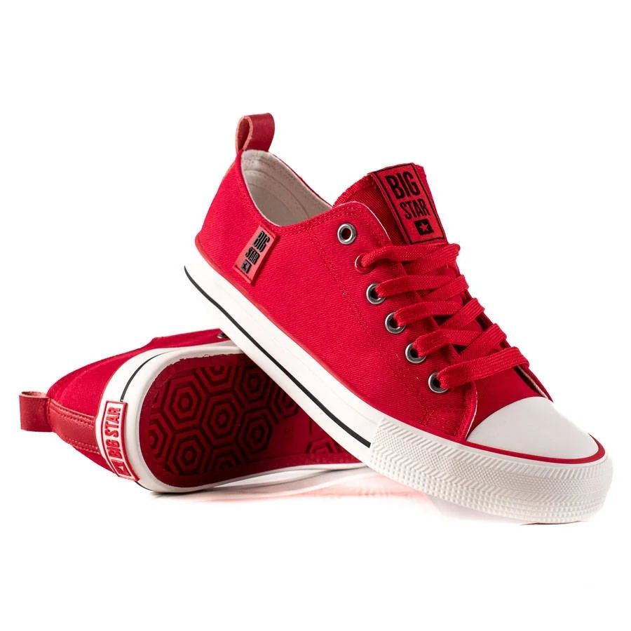 Zaujímavé dámske tenisky červené bez podpätku 37