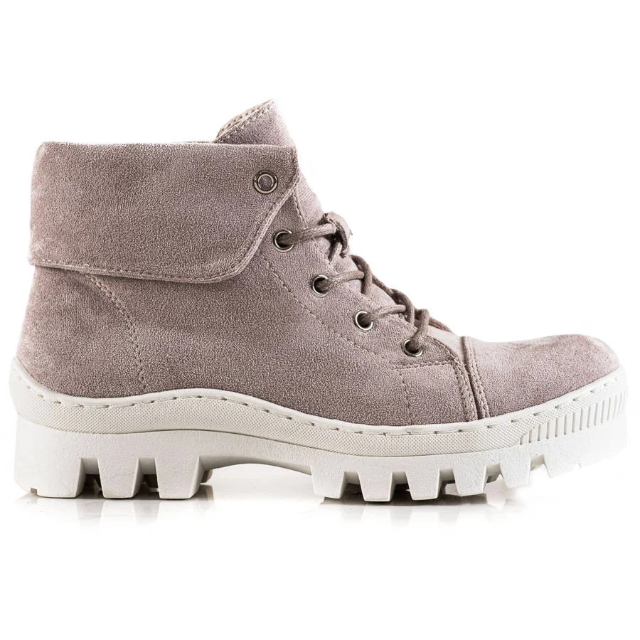 Módne dámske fialové členkové topánky na plochom podpätku 36