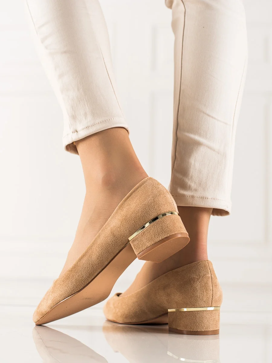 Klasické dámske lodičky hnedé na širokom podpätku 36