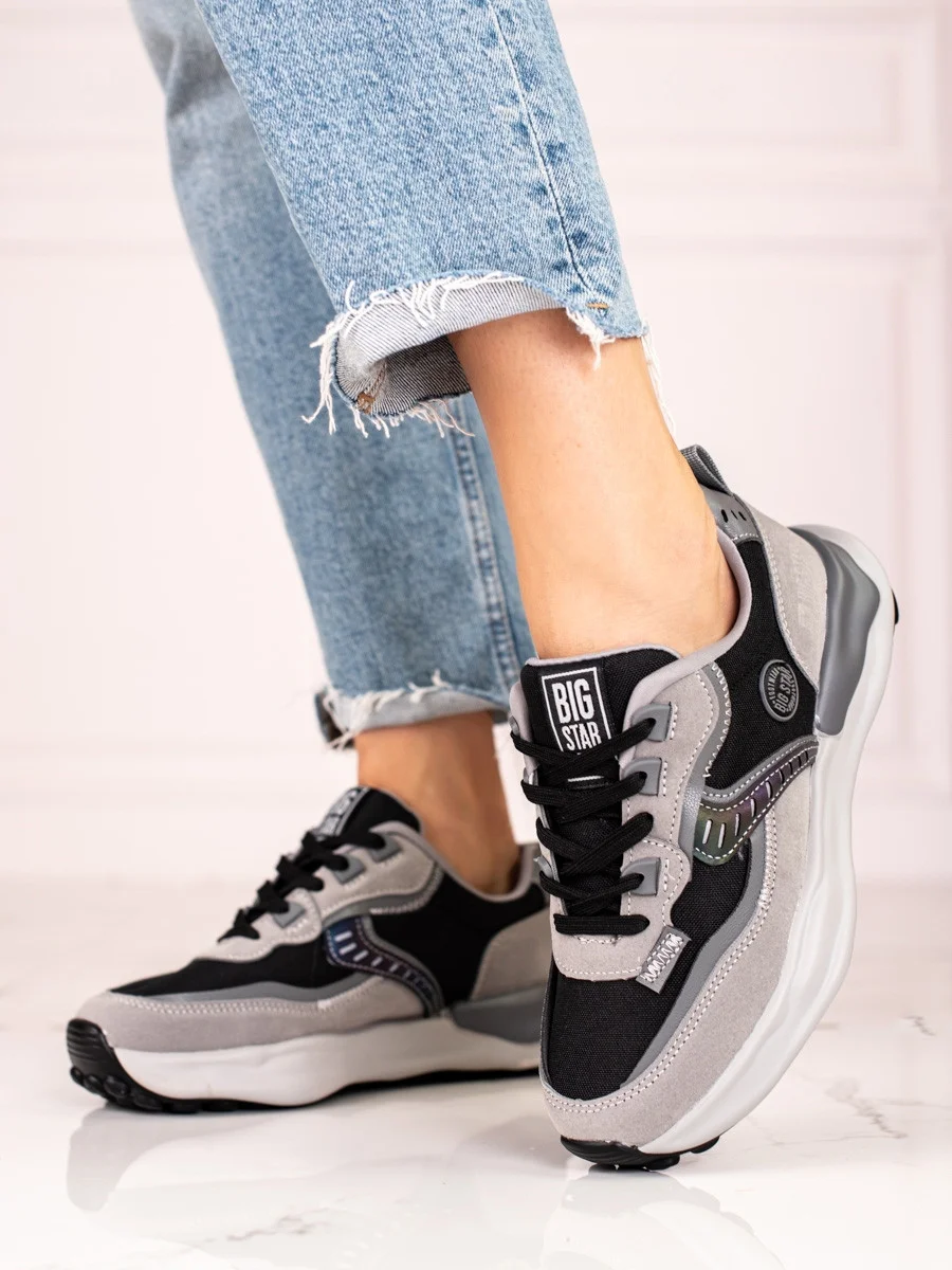 Pohodlné dámske tenisky šedo-strieborné bez podpätku 36
