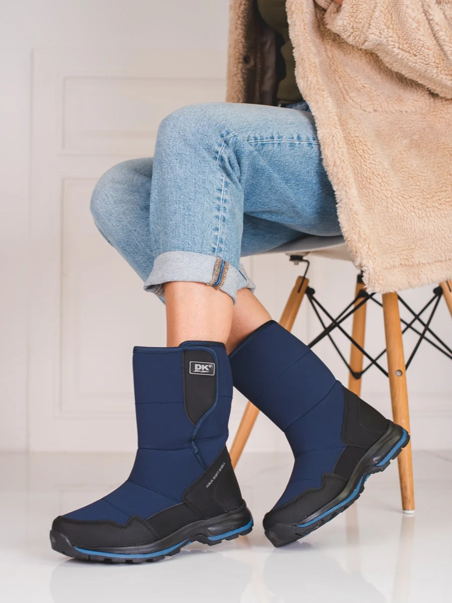 Módne dámske modré snehové topánky bez podpätku 36