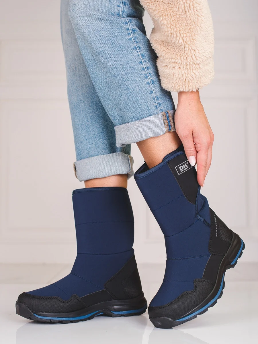 Módne dámske modré snehové topánky bez podpätku 36