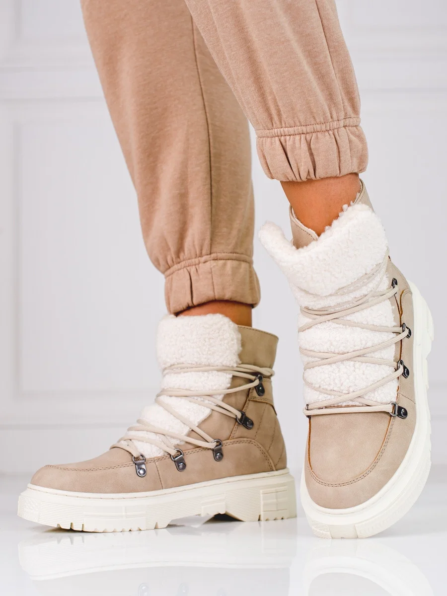 Exkluzívne dámske hnedé snežnice bez podpätku 36