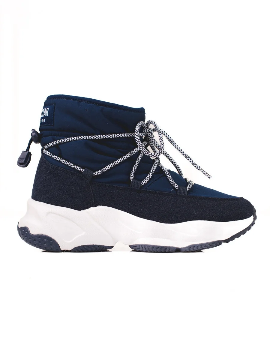 Módne modré dámske snehové topánky bez podpätku 36