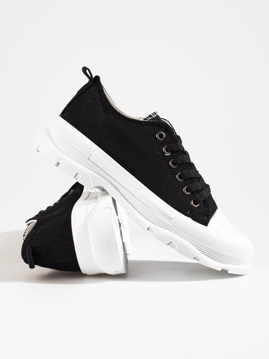 Trendy tenisky dámske čierne bez podpätku 36