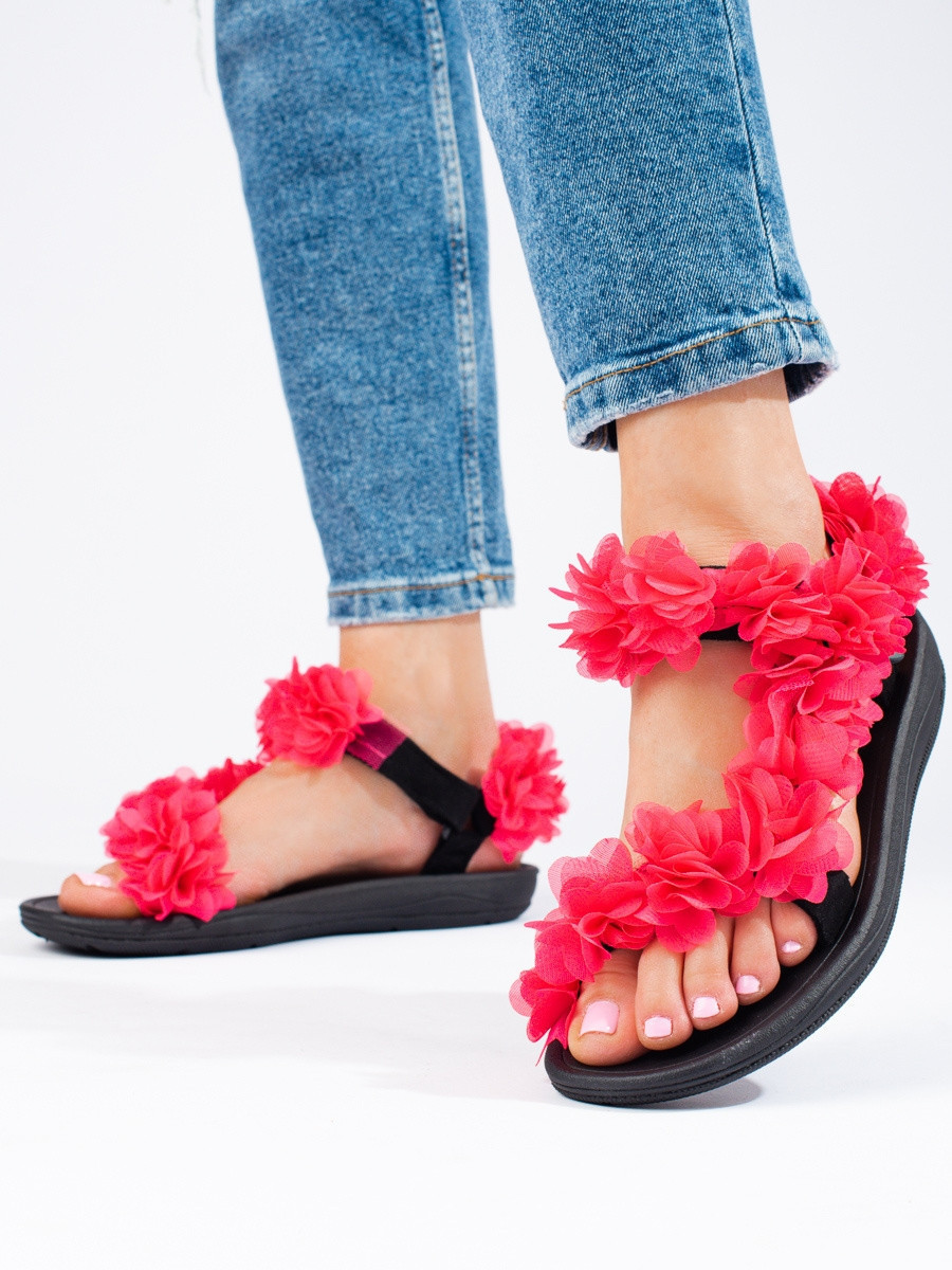 Designové dámské růžové sandály bez podpatku 37