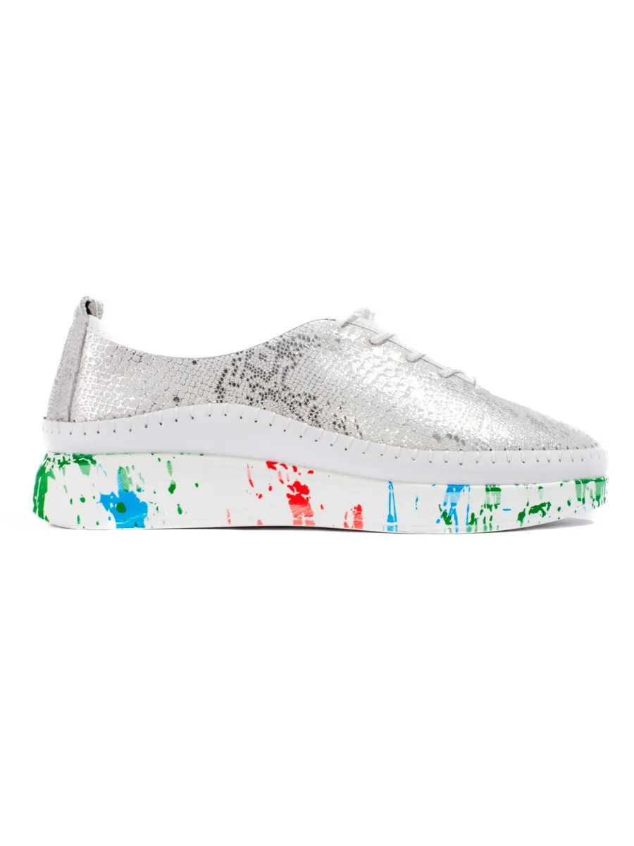 Módne poltopánky dámske Srebrny bez podpätku 40