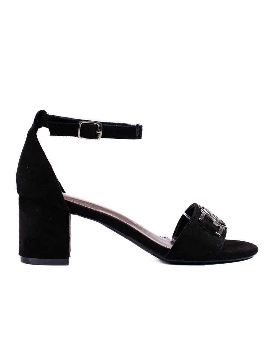 Výborné dámské černé sandály na širokém podpatku 36