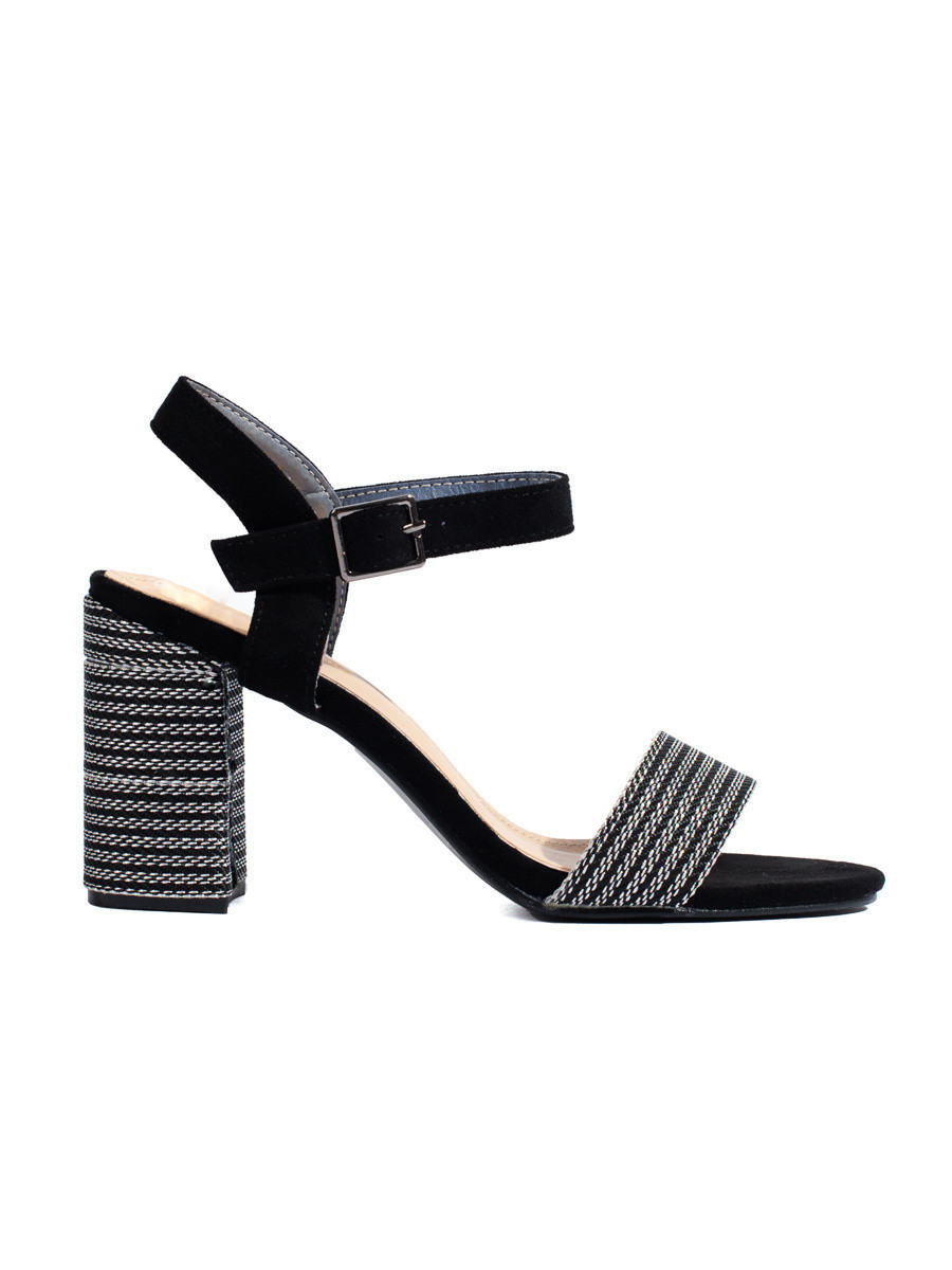 Krásné černé sandály dámské na širokém podpatku 39
