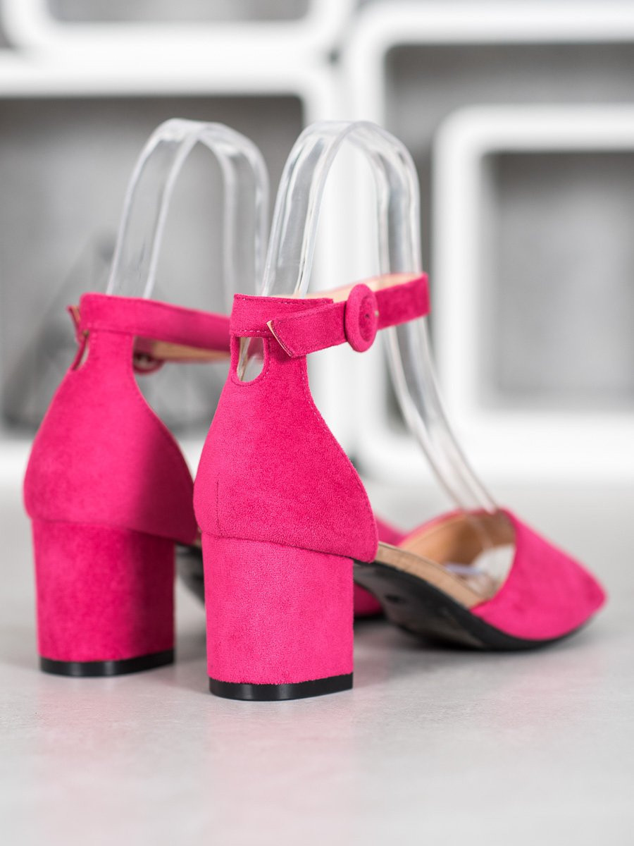 Módní dámské fialové sandály na širokém podpatku 39