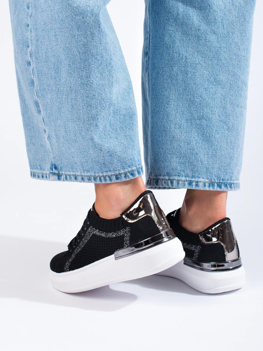 Zaujímavé tenisky čierne dámske bez podpätku 37