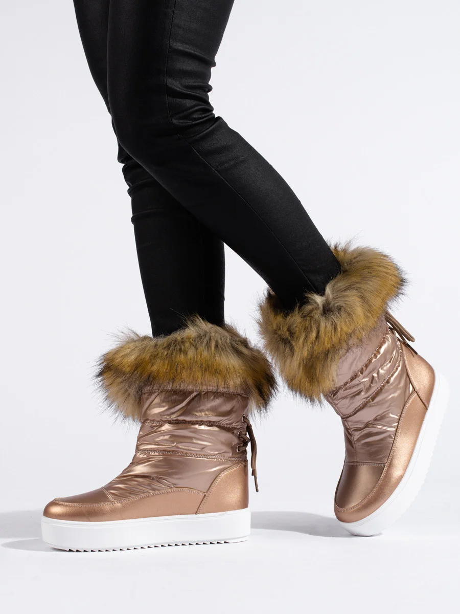 Dámske dizajnové snežnice ružová platforma 36