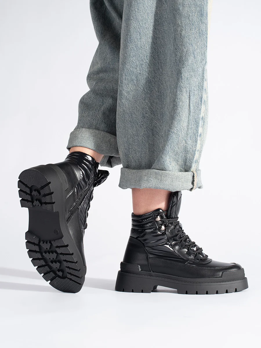 Moderné dámske členkové topánky čierna platforma 36