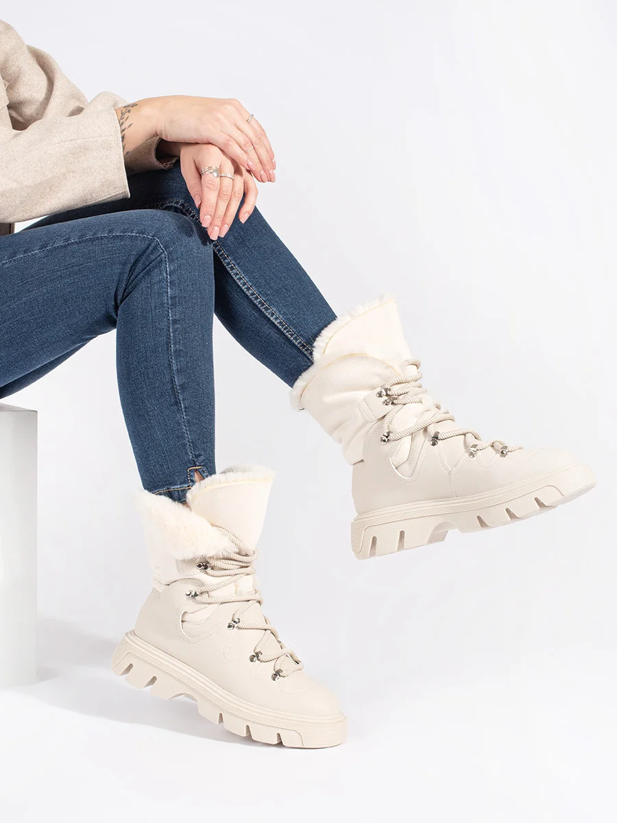 Trendy hnedé dámske snežnice s platformou 39