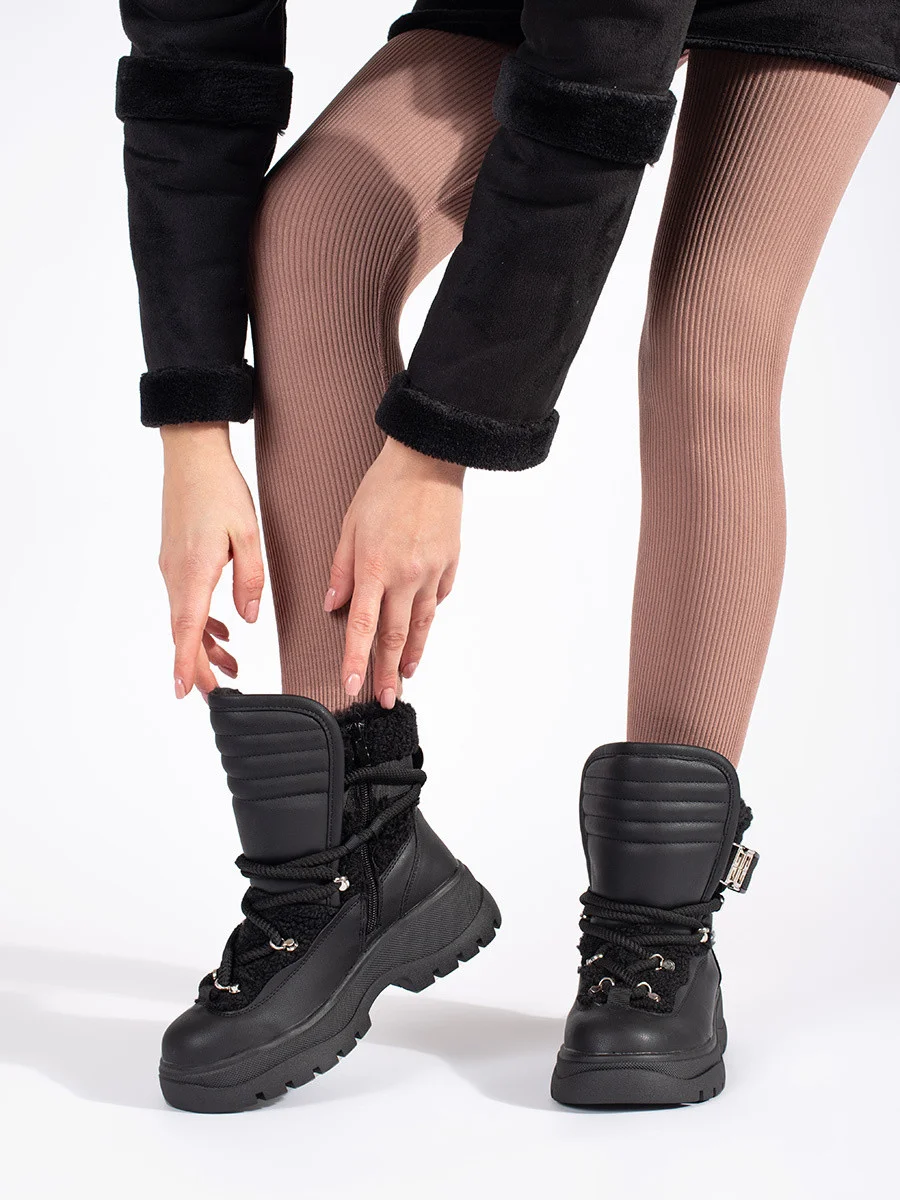 Klasické dámske snežnice s čiernou platformou 36