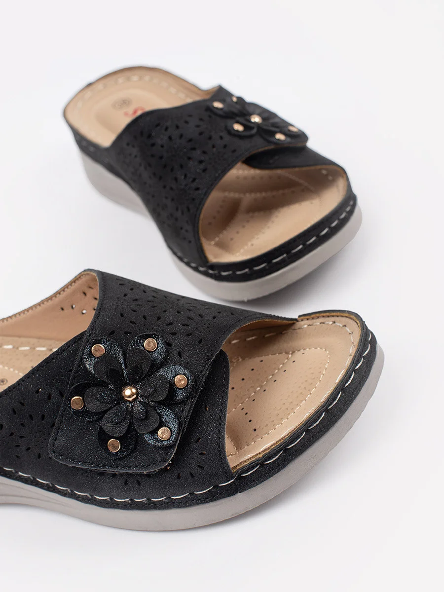 Originálne čierne ponožky na plochom podpätku pre ženy 38