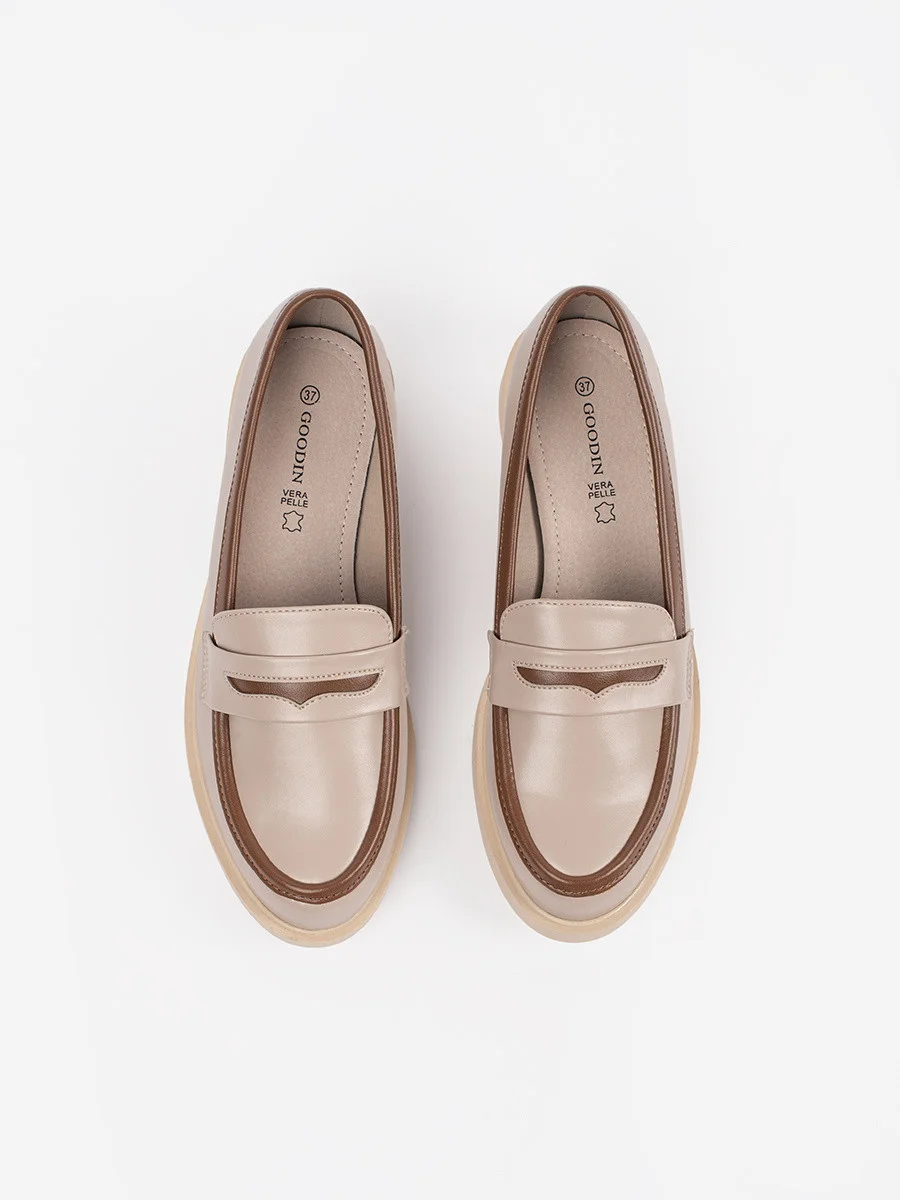 Dámske hnedé dizajnové mokasíny bez podpätku 36