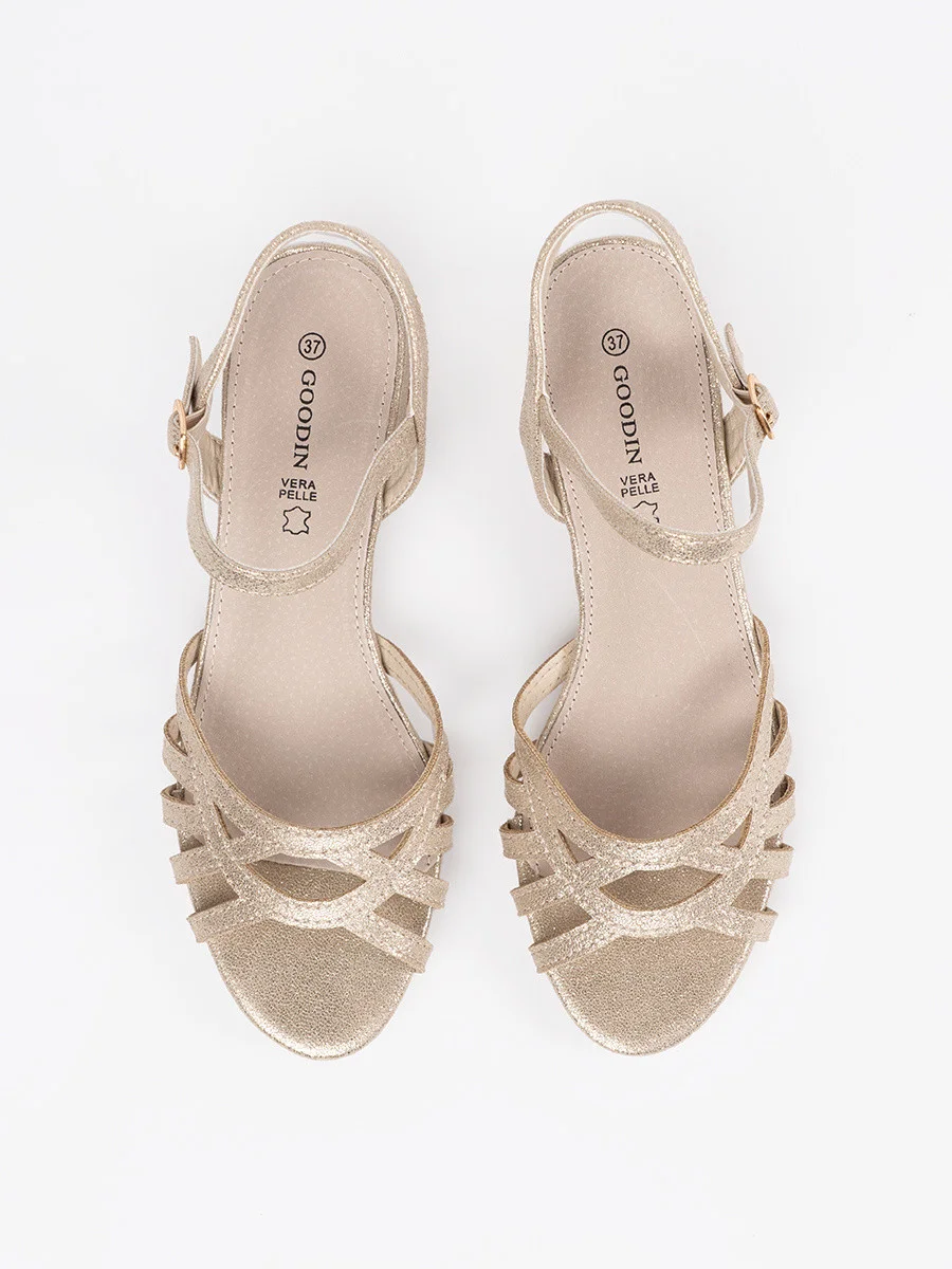 Dámske značkové sandále zlaté bez podpätku 36