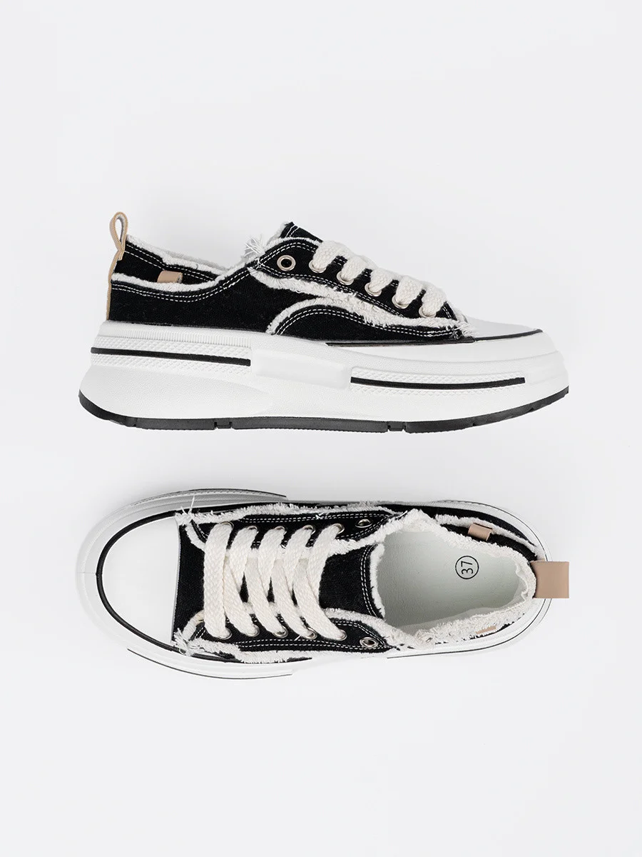 Luxusné čierne tenisky na platforme pre ženy 37