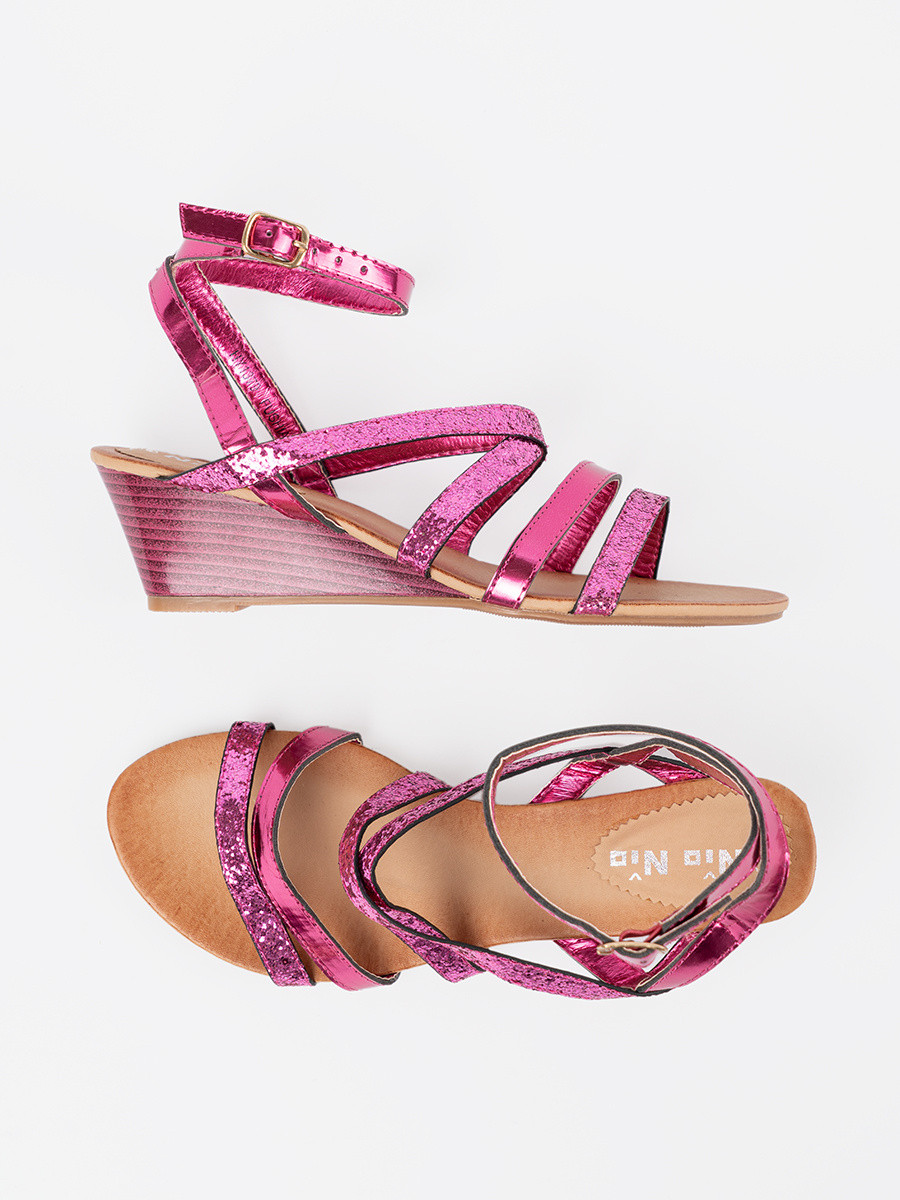 Dámske dizajnové sandále ružové na klin 40