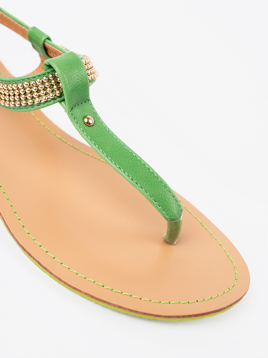 Dámske luxusné sandále zelené bez podpätku 38