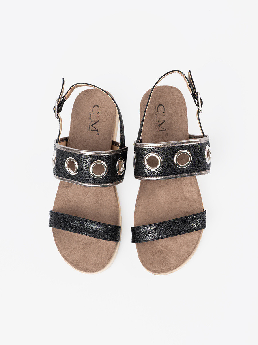 Moderné čierne dámske sandále bez podpätku 36