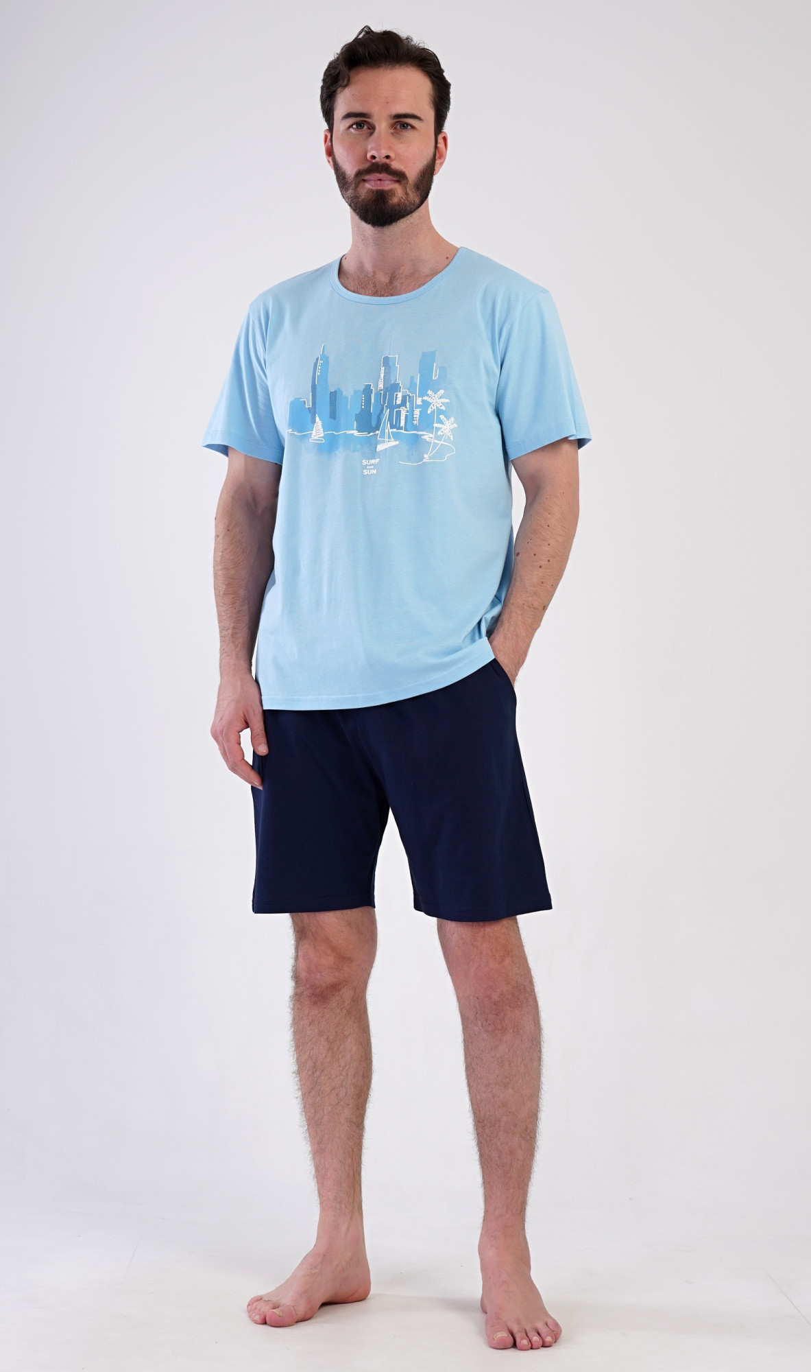 Pánske pyžamové šortky Bruno světle modrá L