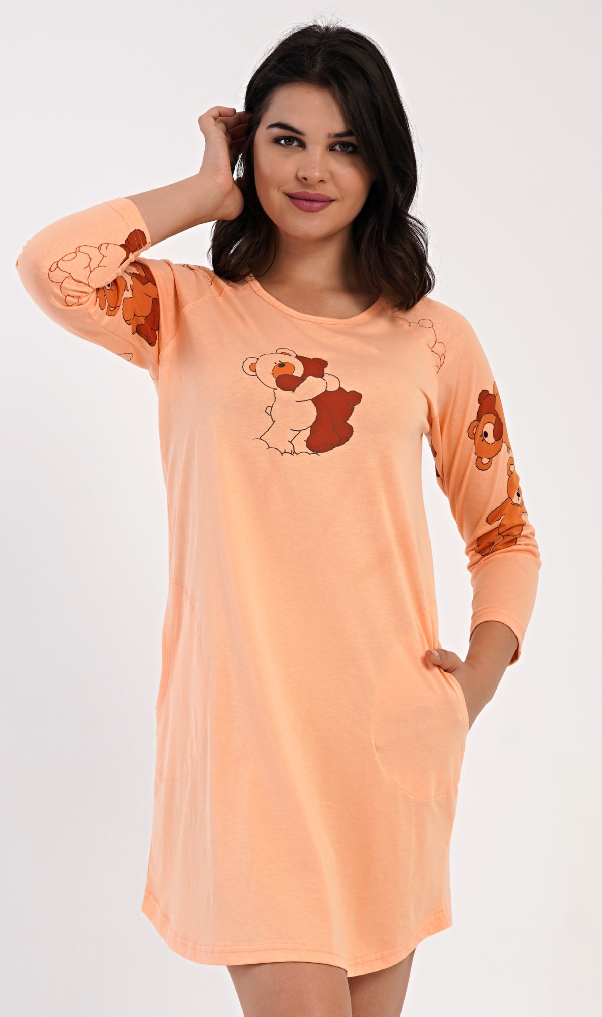 Dámske šaty s trojštvrťovým rukávom Patricia meruňková L