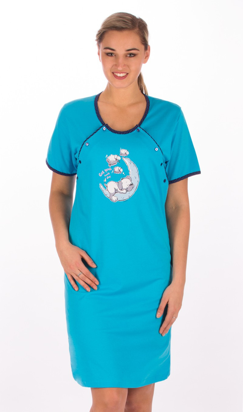 Dámská noční košile mateřská s krátkým rukávem na lososová S model 4450991