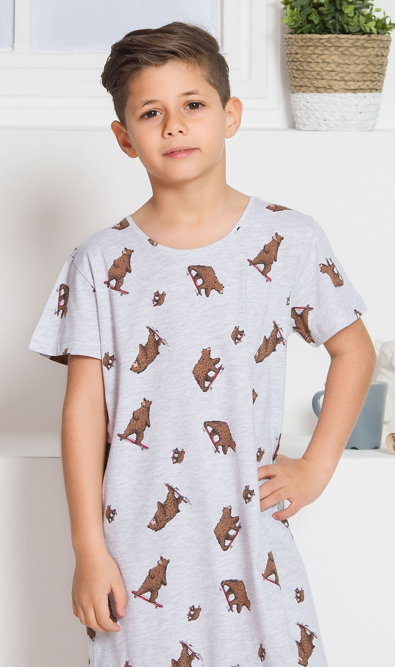 Dětská noční košile s krátkým rukávem Medvědi šedá 7 - 8