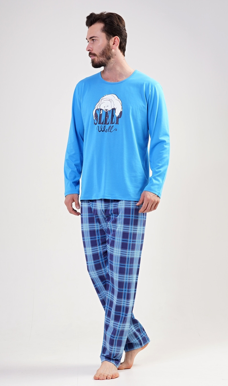 Pánské pyžamo dlouhé modrá M model 17828913