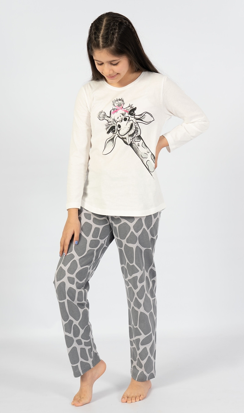 Dětské pyžamo dlouhé Velká žirafa bílá 15 - 16