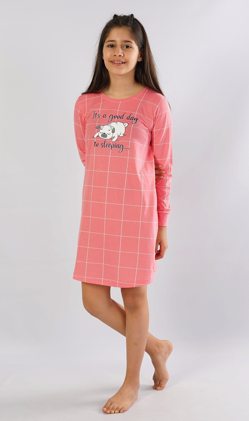 Dětská noční košile s dlouhým rukávem losos 15 - 16 model 15847330