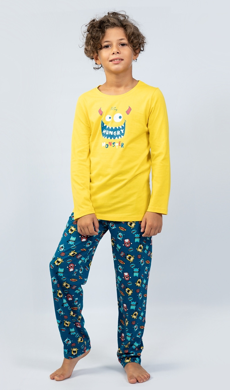 Dětské pyžamo dlouhé Monster žlutá 7 - 8